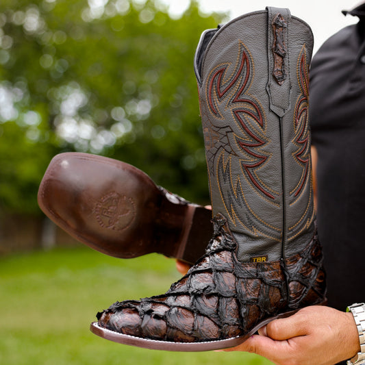 Handcrafted Jumbo Pirarucu Leather Boots - Square Toe