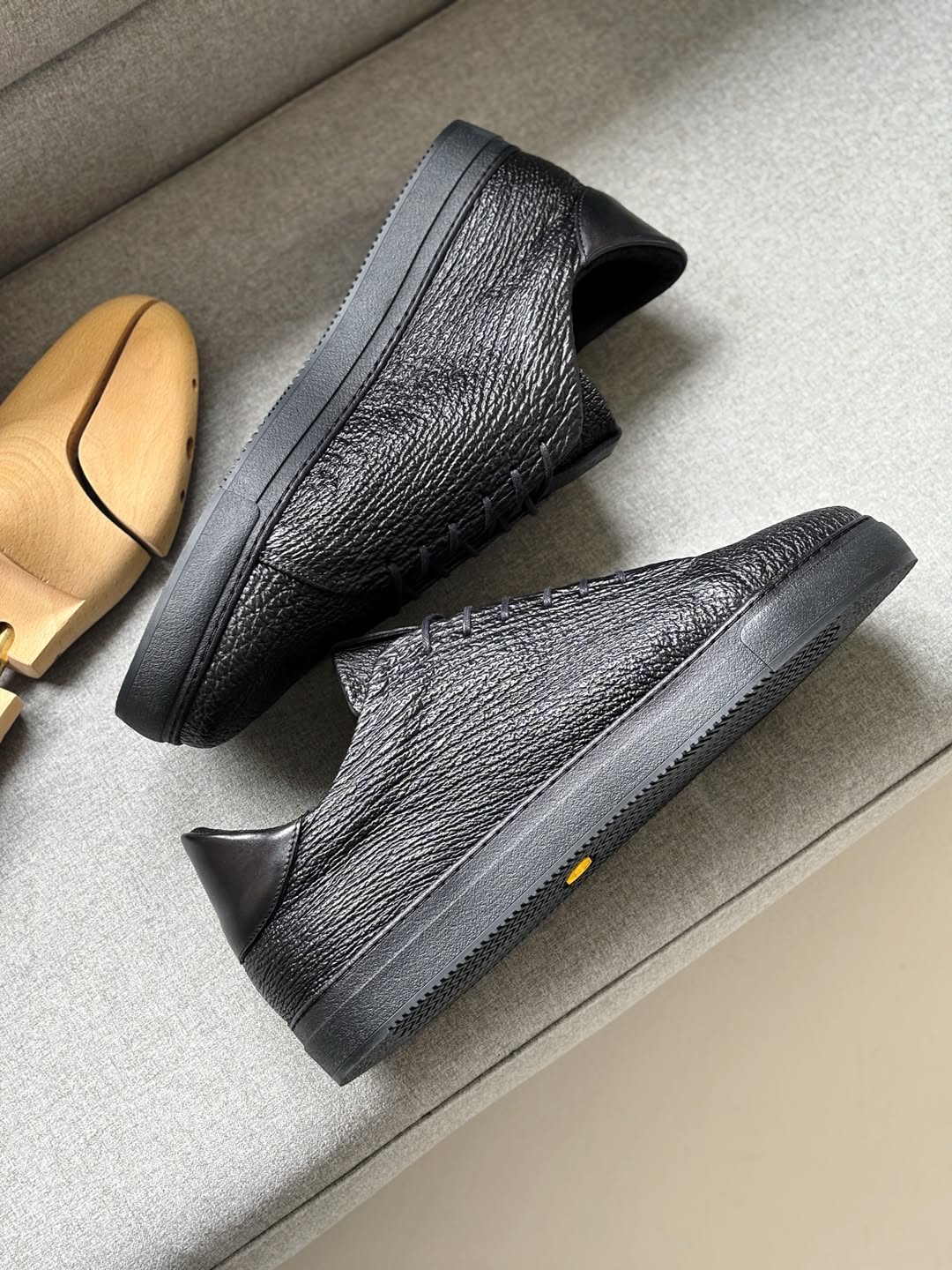 Men's Black Sharkskin Sneakers