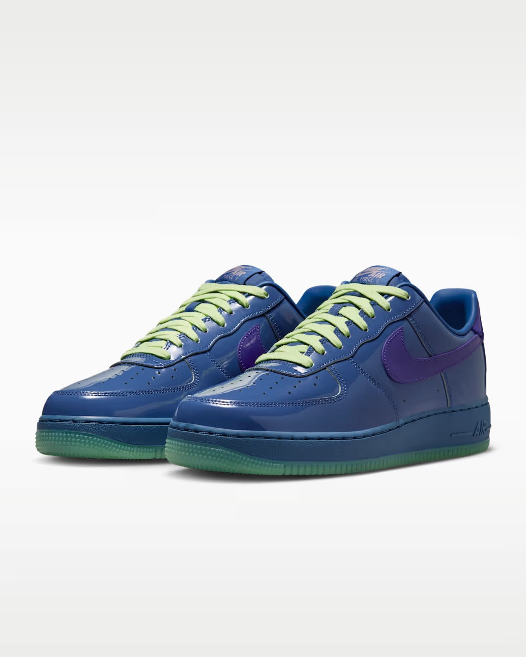 NK Navy Force 1 Low Patent Leather Sneakers